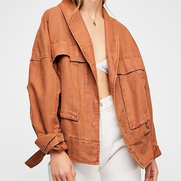 Free People Jackets & Blazers - Free People Wildside Utility Linen Cotton Jacket